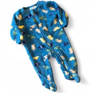 Emporio Baby Teal Blue Plush Baby One-Piece Footed Zipper Pajamas Size 0-3M